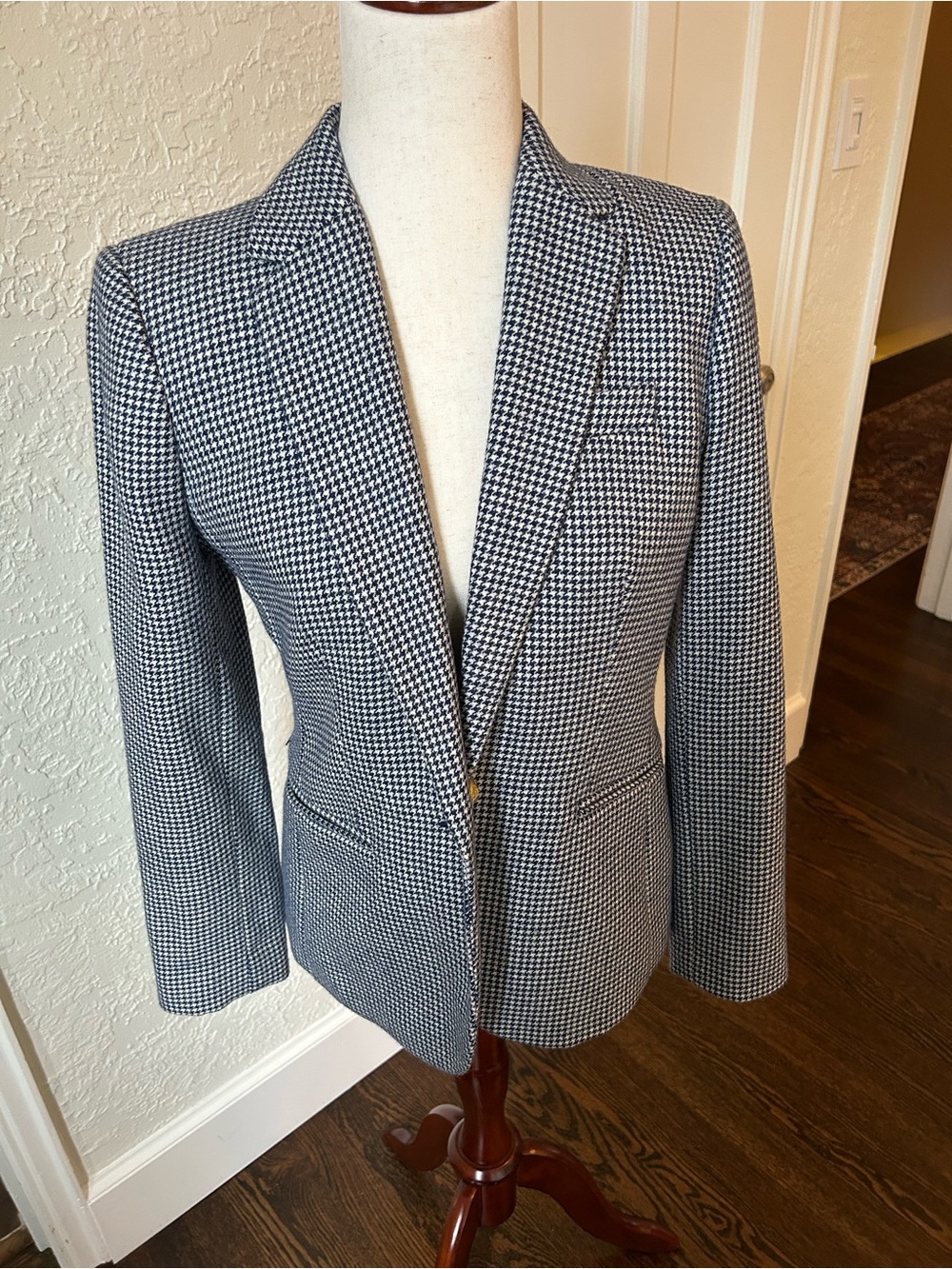 J. Crew Houndstooth Campbell Blazer - Blue & White